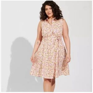 Torrid Poplin Collared Shirt Dress Ditsy Floral Size 3X Pockets Cottage Feminine